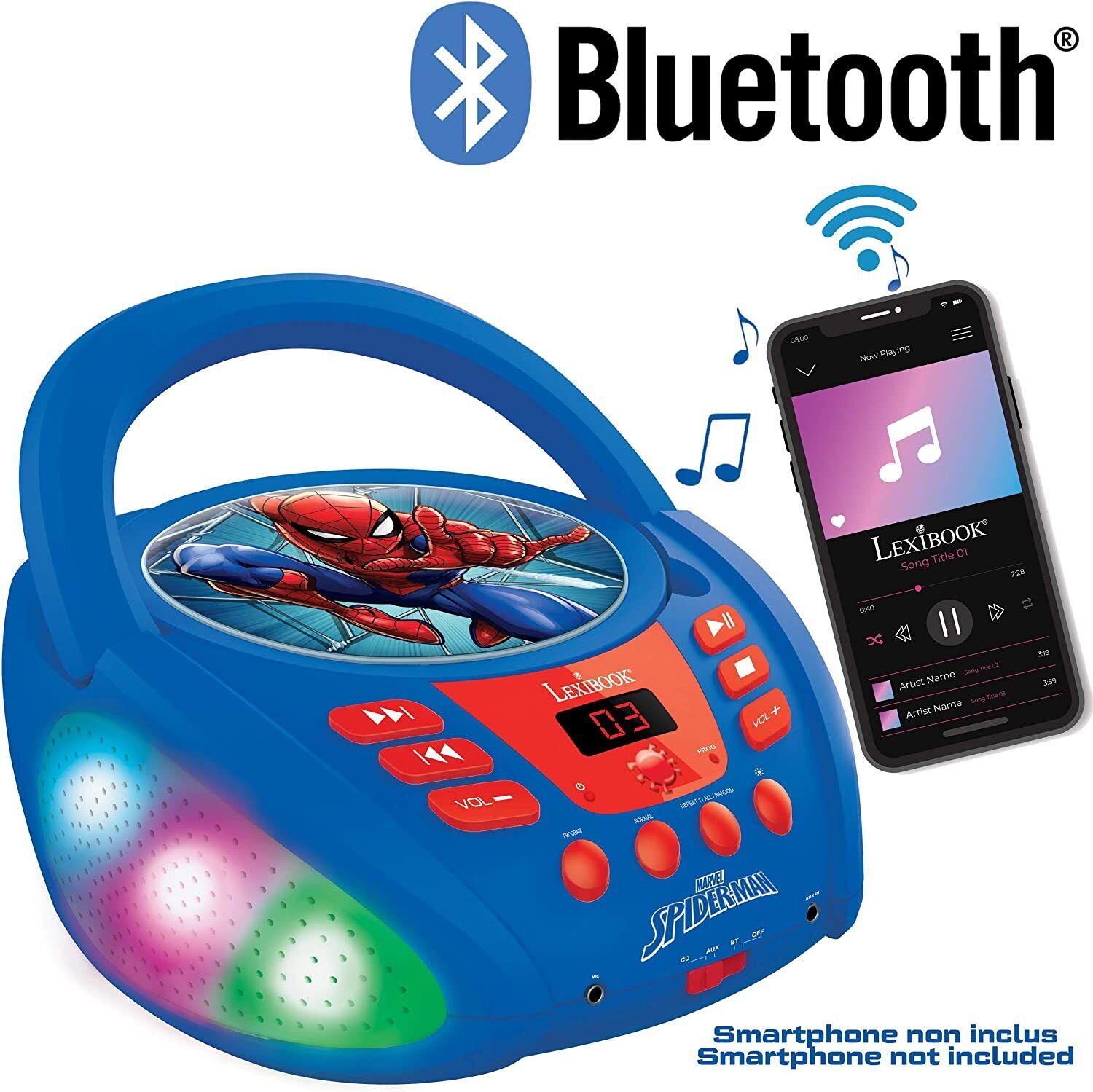 Lexibook Marvel Spider-man-lector Of Cd Bluetooth Portable Input For Microfon