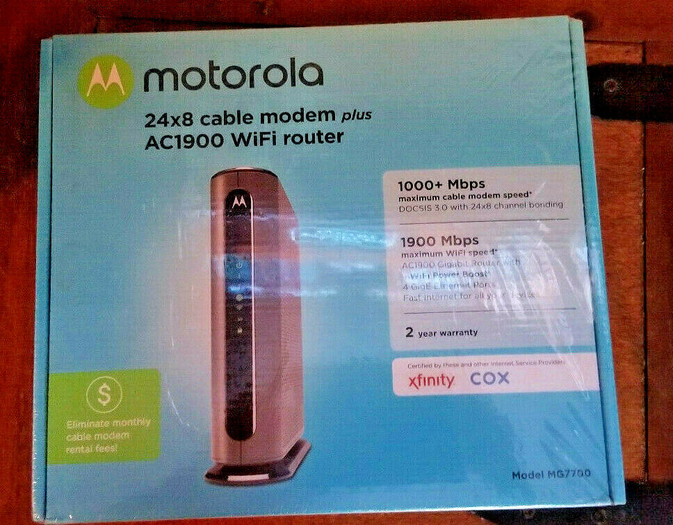 Motorola Mg7700 24x8 Cable Modem Plus Ac1900 Dual Band Wi-fi Gigabit Router
