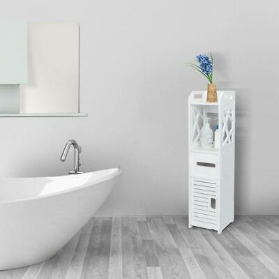 New Bathroom Floor Cabinet Storage Toilet Bath Organizer Drawer Shelf White Wood