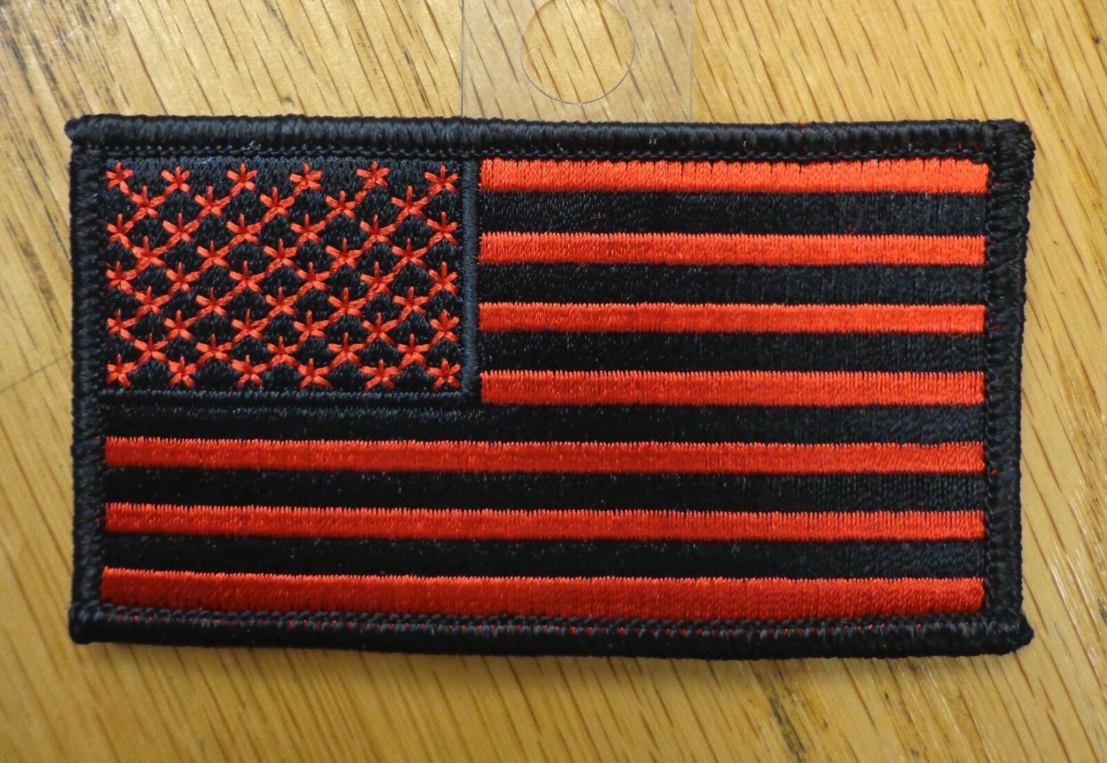 American Usa Flag Red & Black Embroidered Patch Military