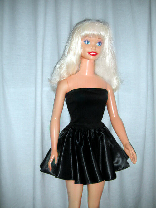 Black Cotton Top & Satin Mini Skirt - For My Size Barbie Doll 36" New, Nice ;)..