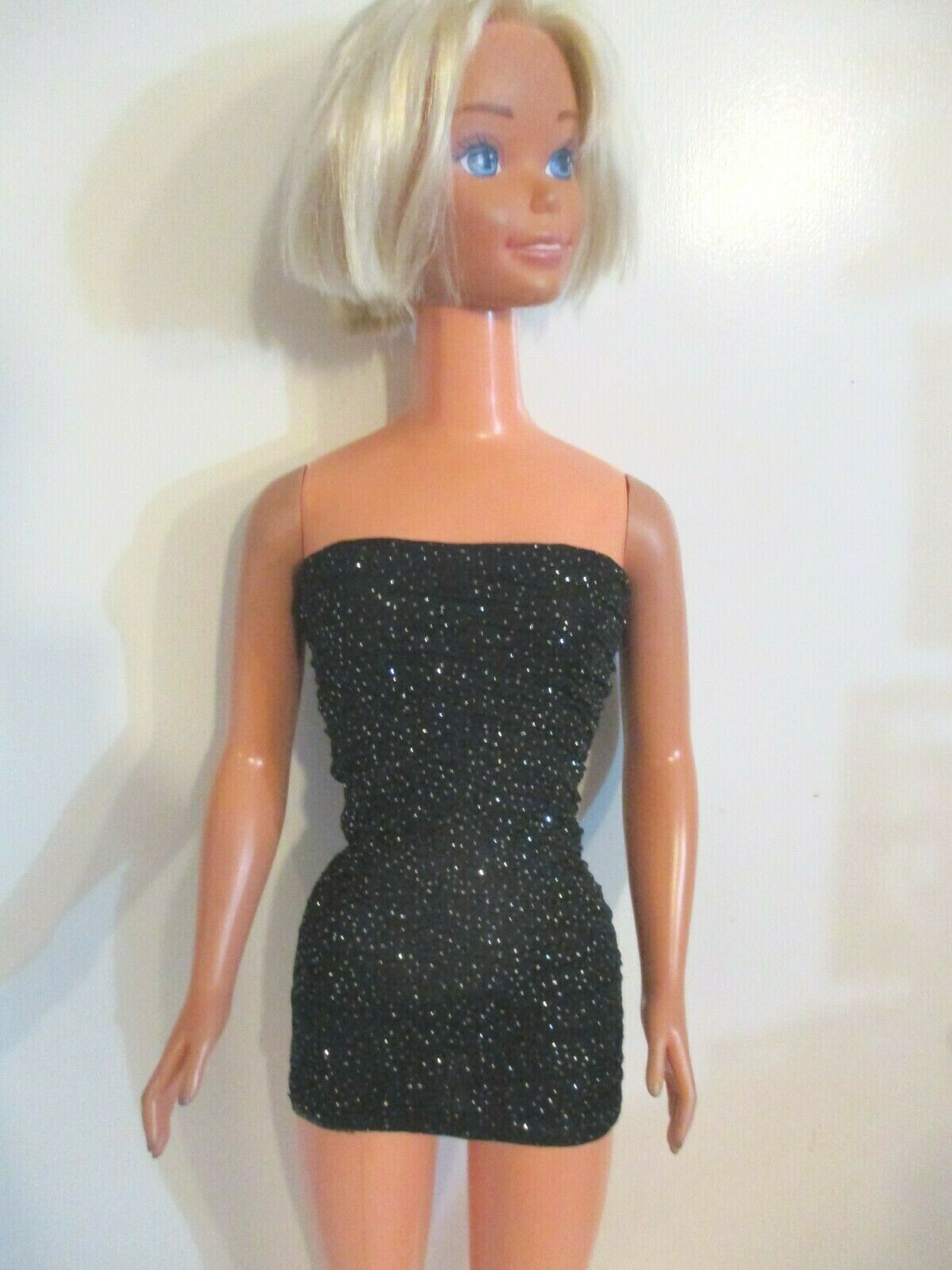 My Size Barbie 36" Doll  Dress Black Tiny Silver Dots Strapless Mini Clothes