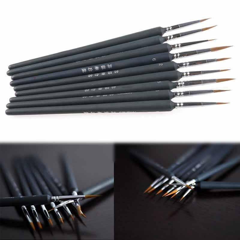 9pcs Hair Paint Brush Watercolor Sketched Line Pen Drawing Stylus Art Craft Set
