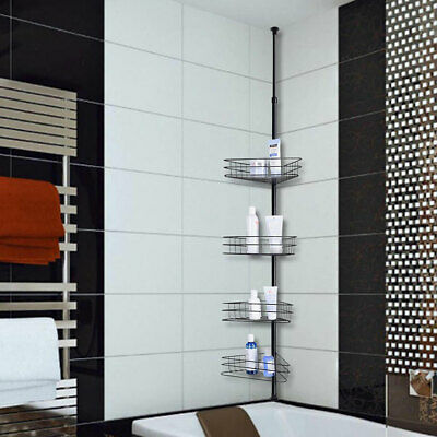 4 Layers Metal Shower Corner Pole Caddy Shelf Bathroom Wall Storage Rack Holder