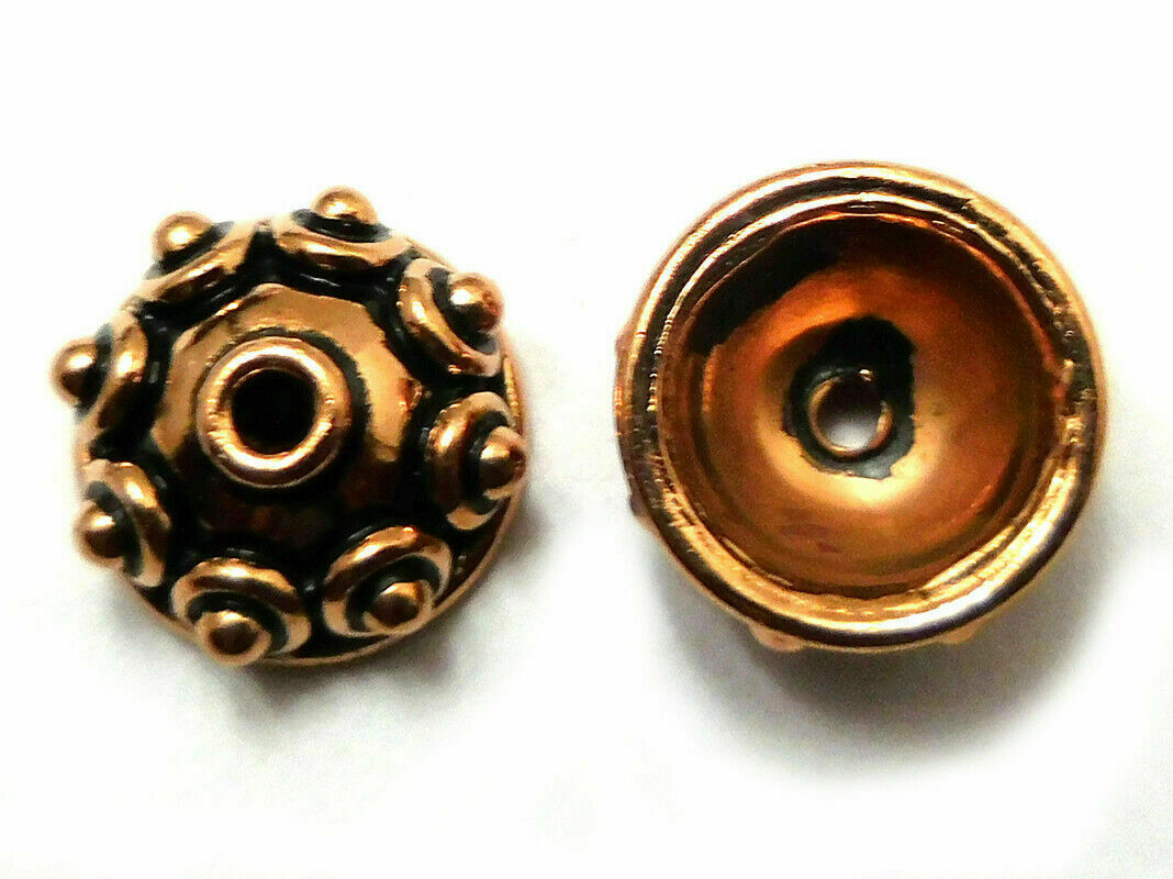 8 Pcs 15x7mm Solid Copper Bali Bead Cap 10mm Inner Antique Copper 275 Sbi-547