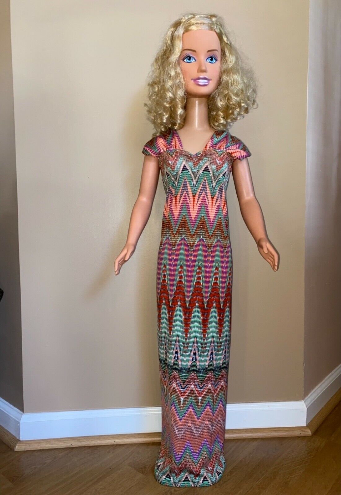 My Size Barbie Clothes - 36 Inch- Full Length Colorful Evening Gown