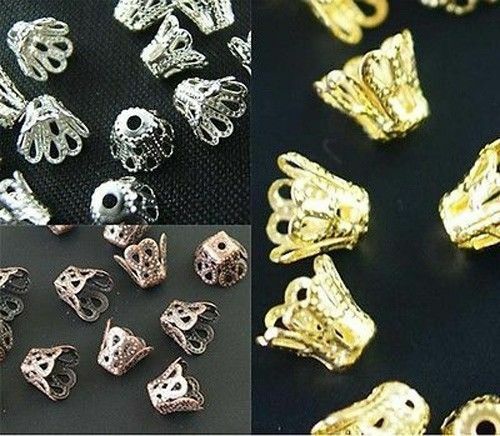 Wholesale Gold /silver/copper Plated Cup Bead Caps Jewelry Findings 6mm 8mm