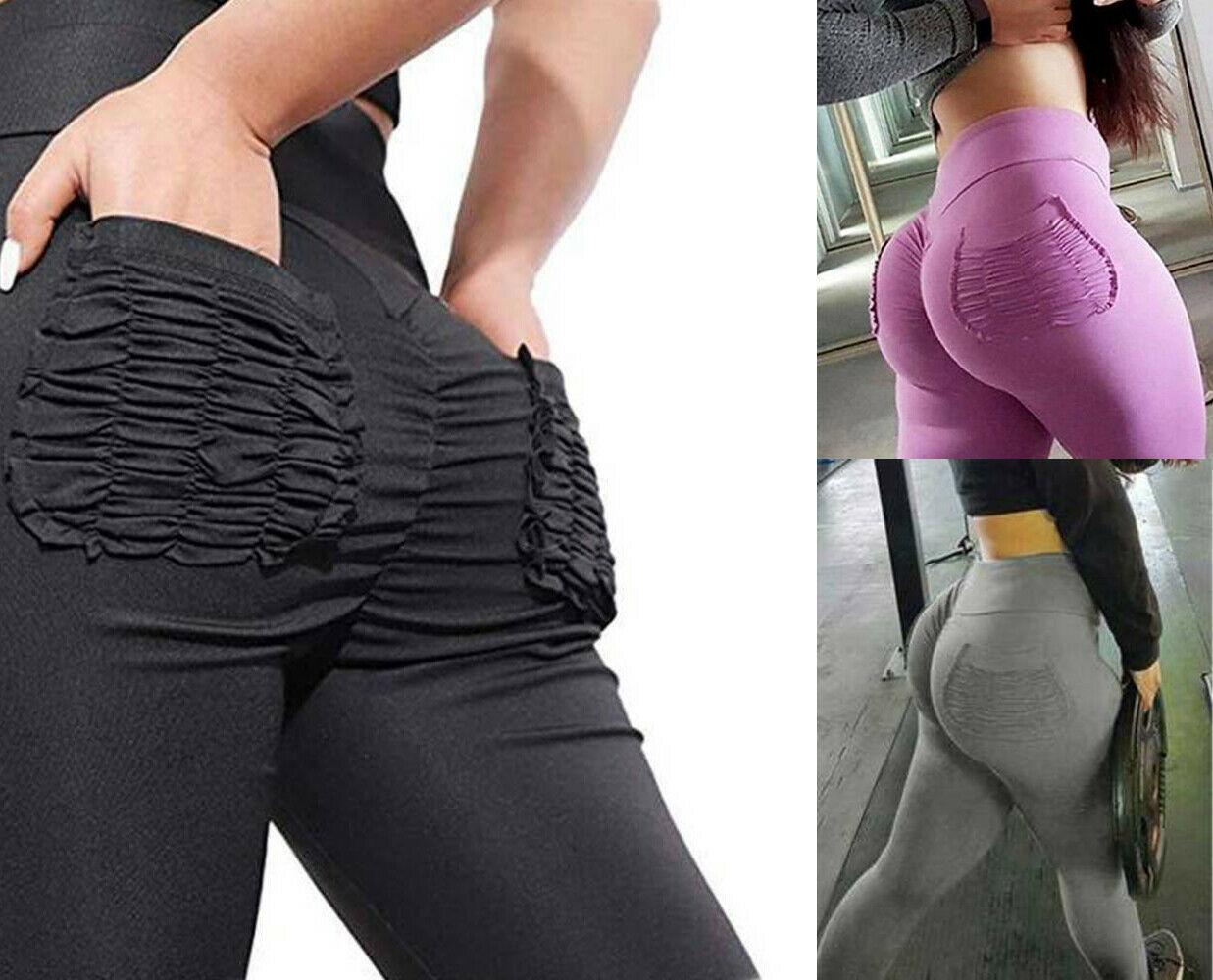 Women Sexy Push Up Fitness Leggings Pocket Sport Yoga Gym Pants Workout Trousers