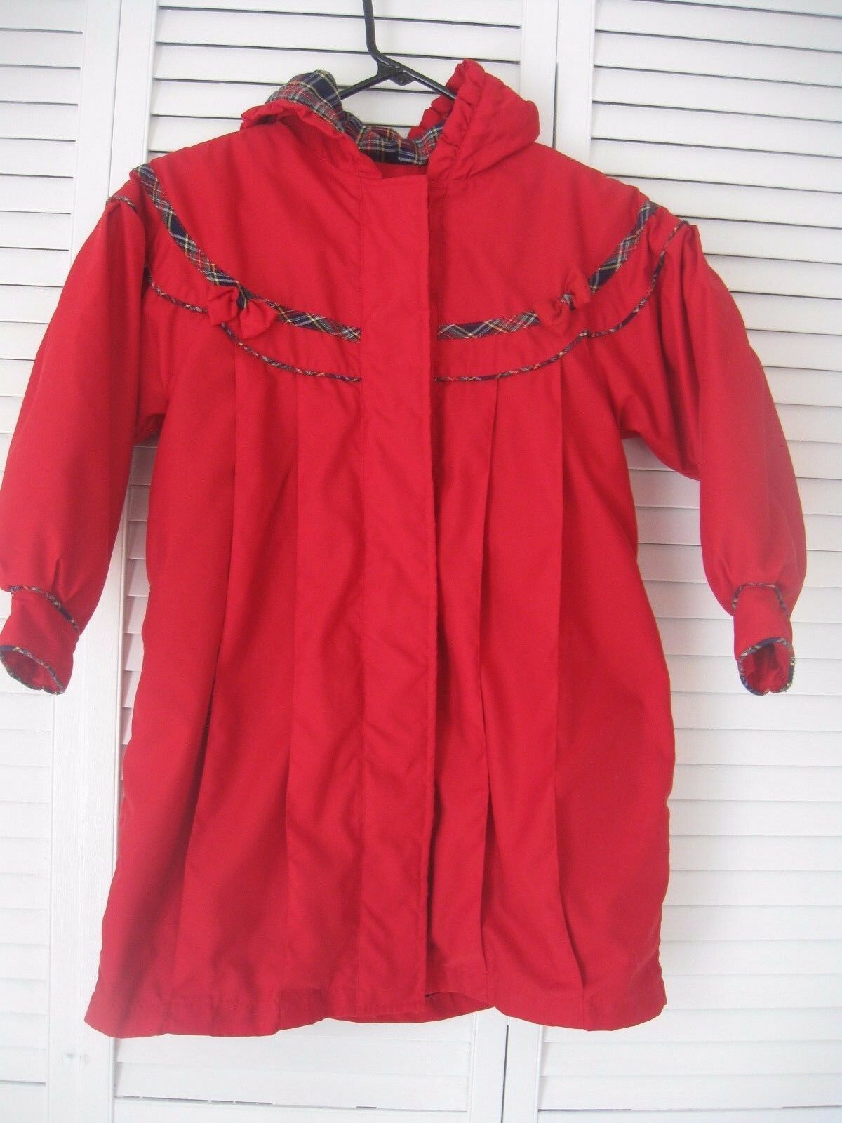 Girls "casual Time" Red Coat With Hood, Size 6x, Zipout Lining, Button Front