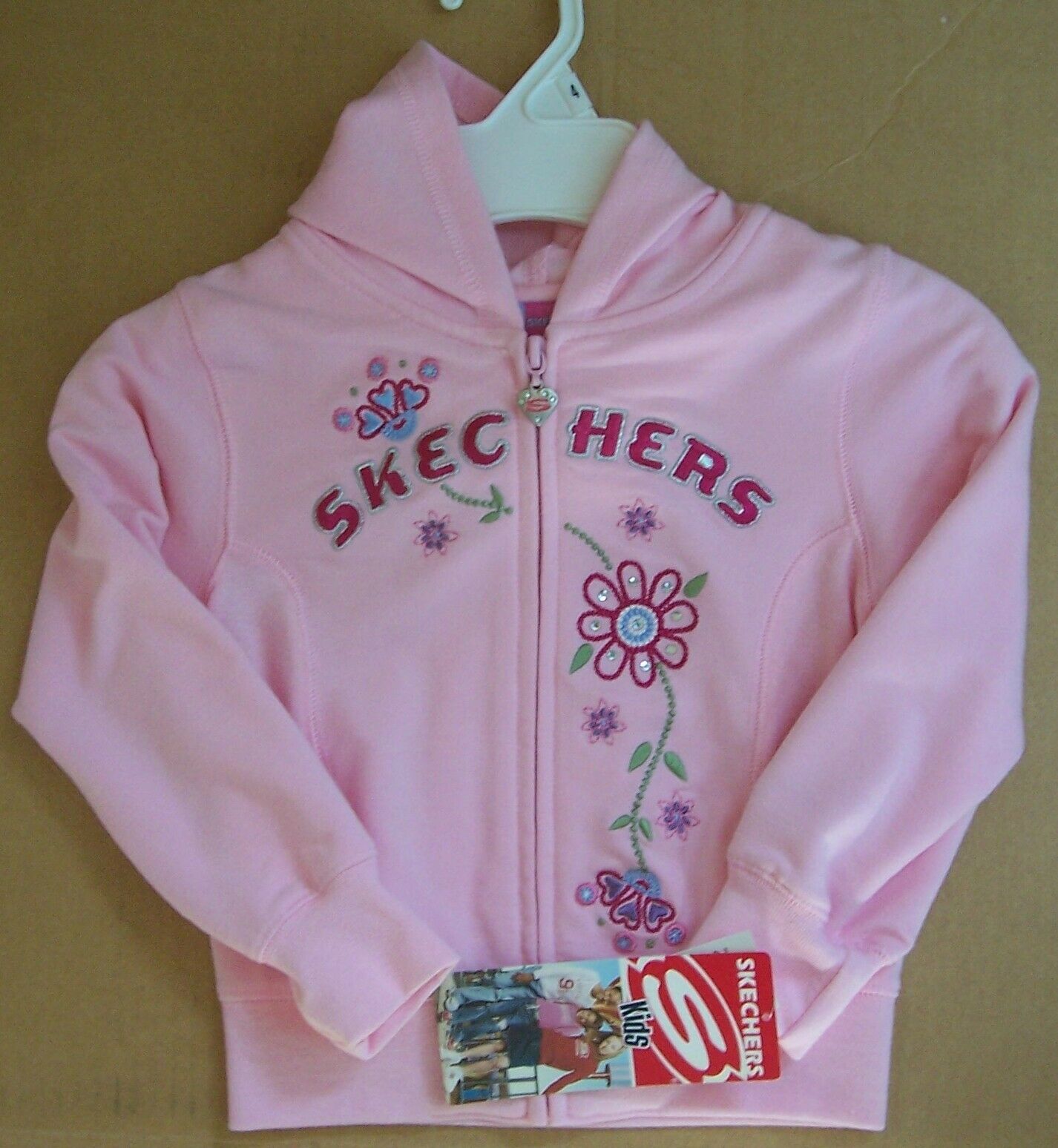 Skechers Girls Pink Zip Front Hooded Jacket Size 4 Nwt