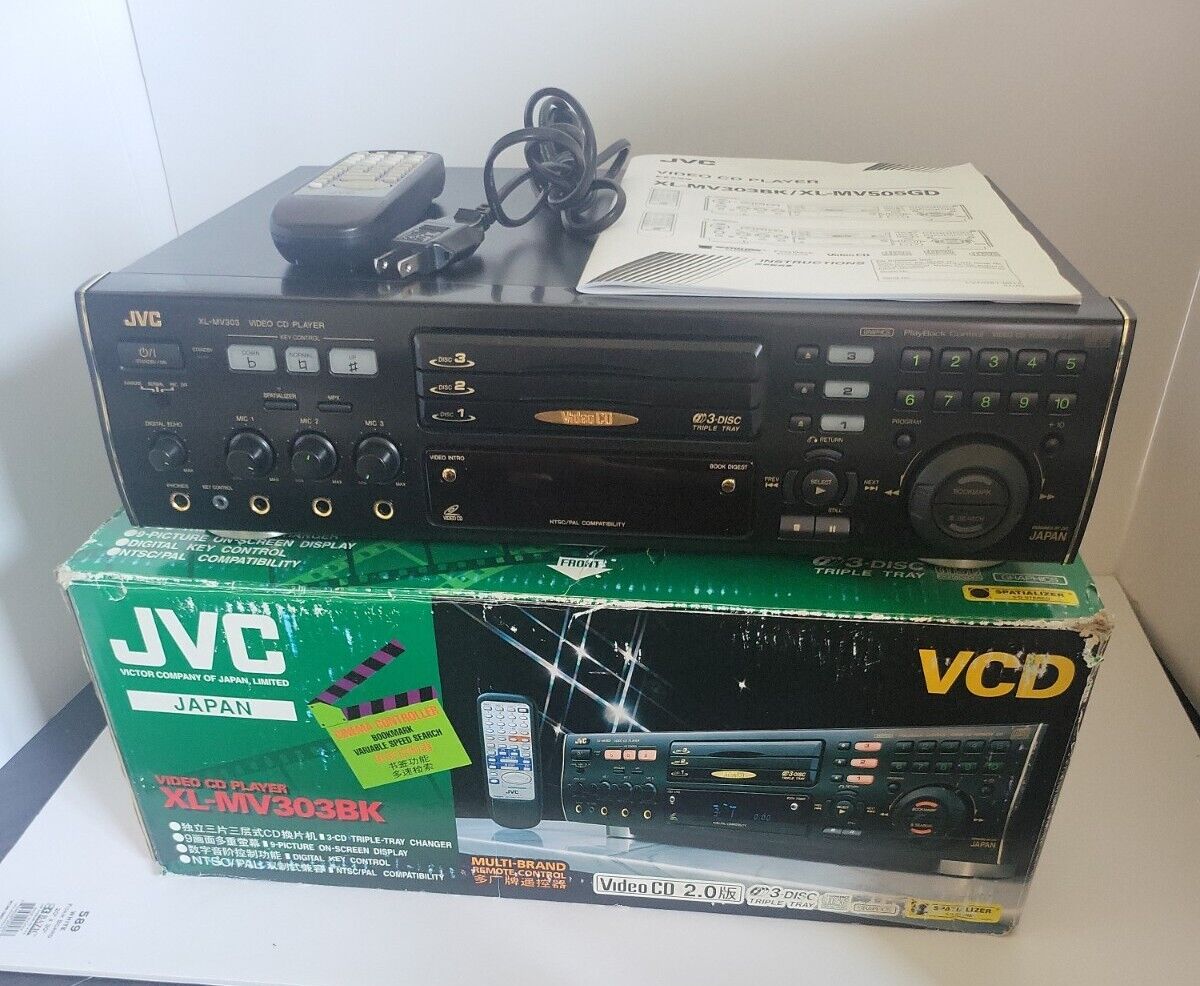 Jvc Xl-mv303bk 3 Disc Karaoke Video Vcd Cd Player Changer With Remote