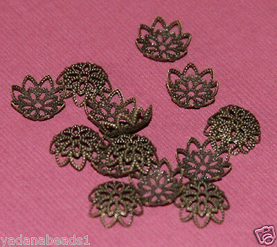 100 Pcs Of Antiqued Brass Filigree Bead Cap 12mm