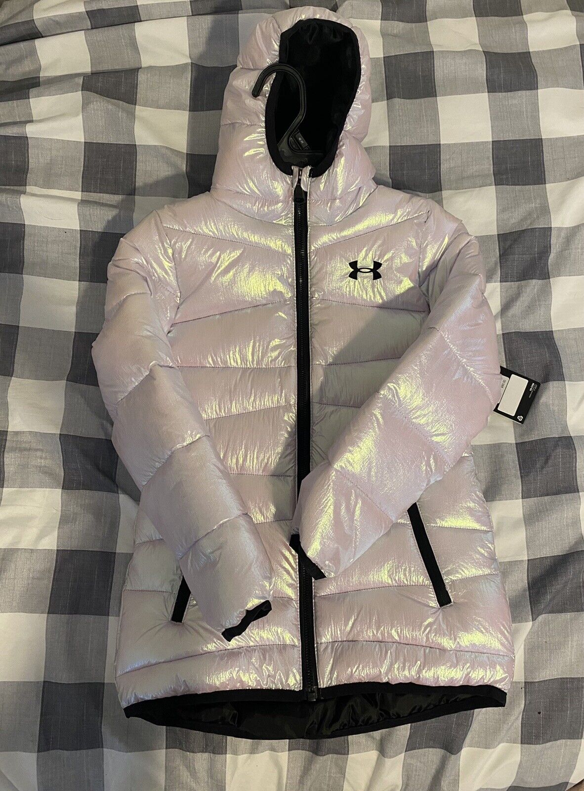 Under Armour Girls Puffer Coat - Metallic Pink Size 6x Brand New With Tags