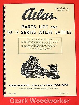 Atlas/craftsman 10-f Series Metal Lathe Parts Manual 0043