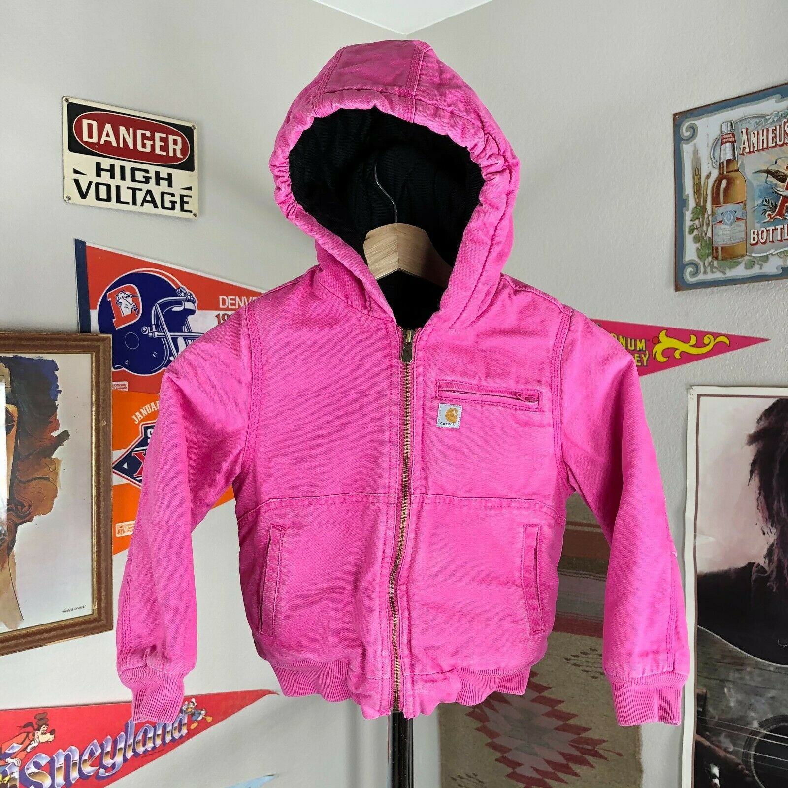 Carhartt Canvas Jacket Coat Lined Pink Youth Girls Size Xs 6