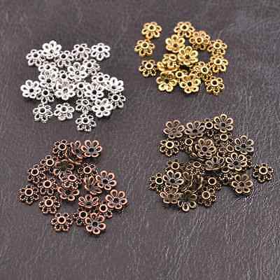 100pcs Tibetan Silver Tone Small Flower Bead Caps 6mm  W3012