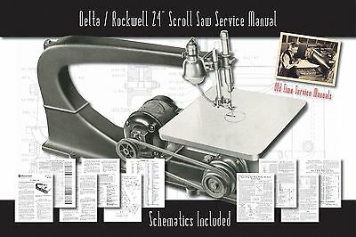 Delta/rockwell 24" Scroll Saw Owners Service Manual Parts Lists Schematics Etc.