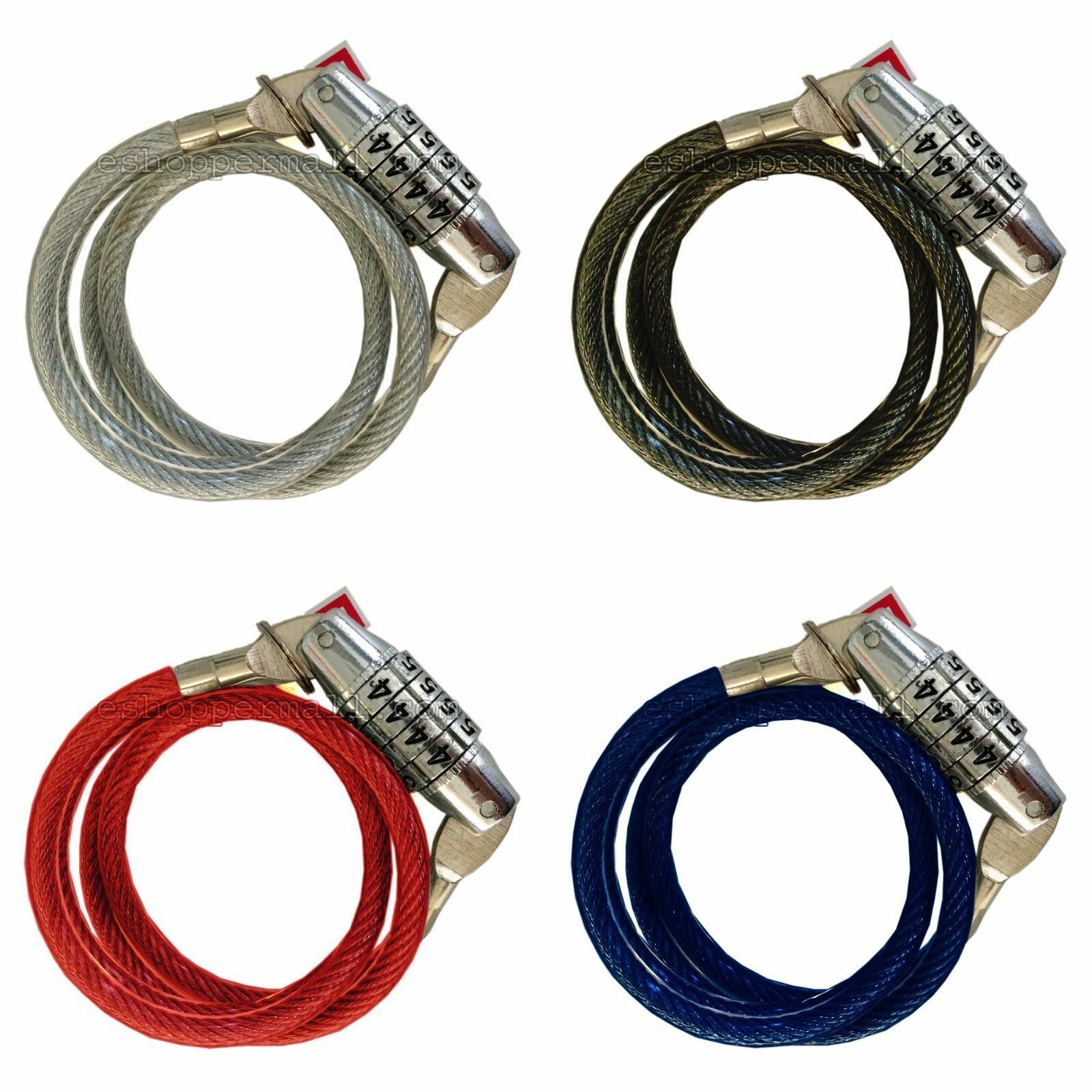 4-digit Bicycle Bike Combination Cable Lock Anti-theft Security 24" Long 4 Color