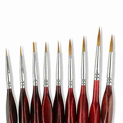 9x Miniature Paint Brush Set Professional Sable Hair Fine Detail Art Nail Model