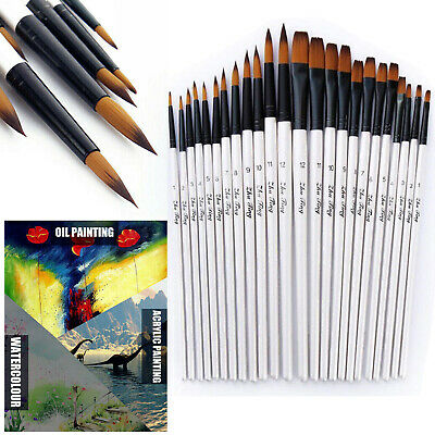 12 Artist Paint Brushes Set Acrylic Oil Watercolour Painting Craft Art Model Kit