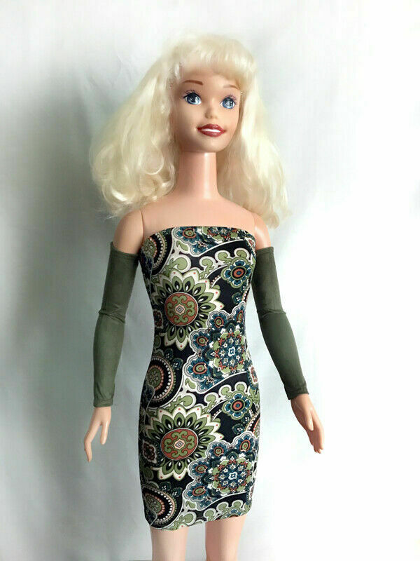 Paisley Mini Dress For My Size Barbie Doll 36". Bodycon Multicolor New, Elegant
