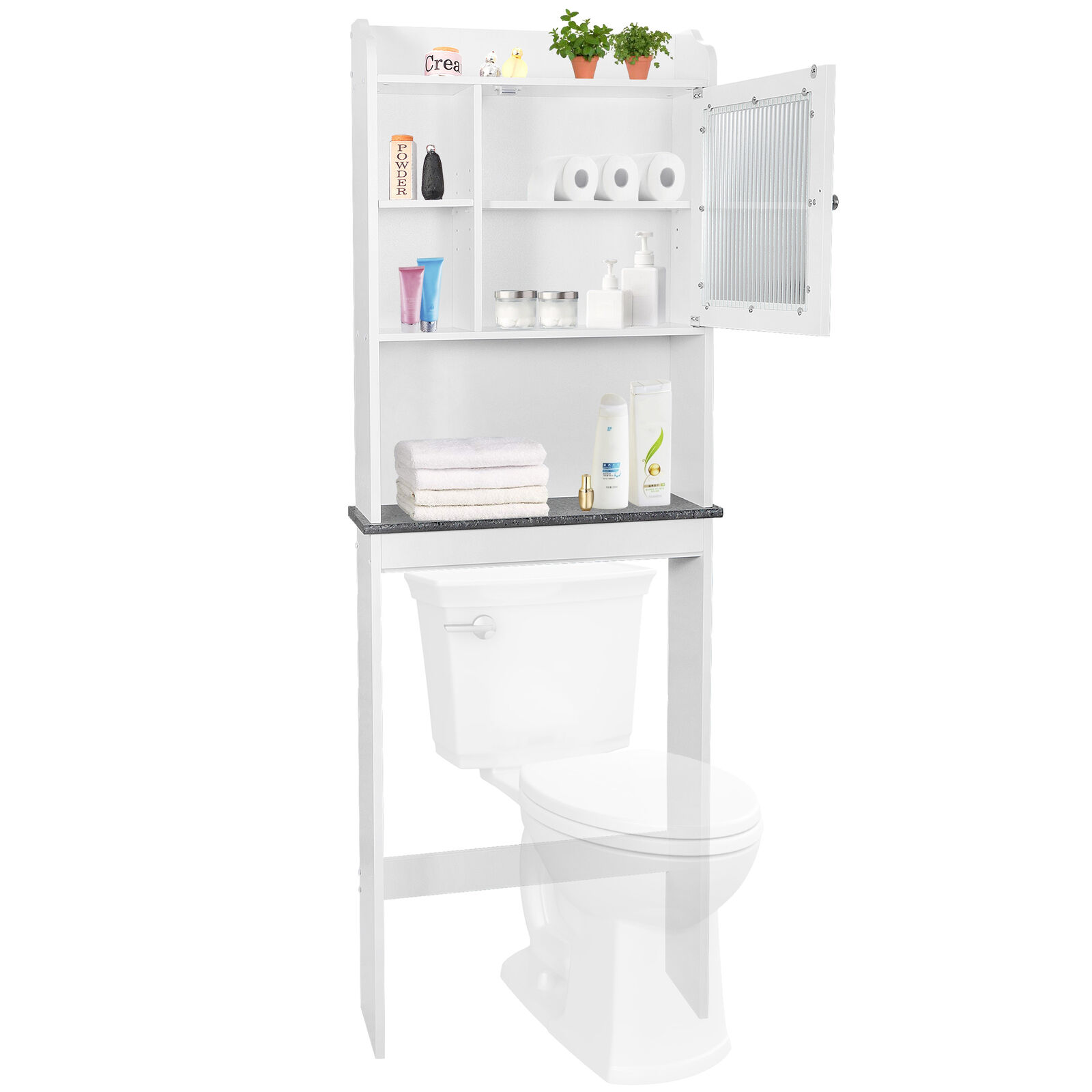 Over The Toilet Space Saver Organization Wood Storage Cabinet Home Bathroom