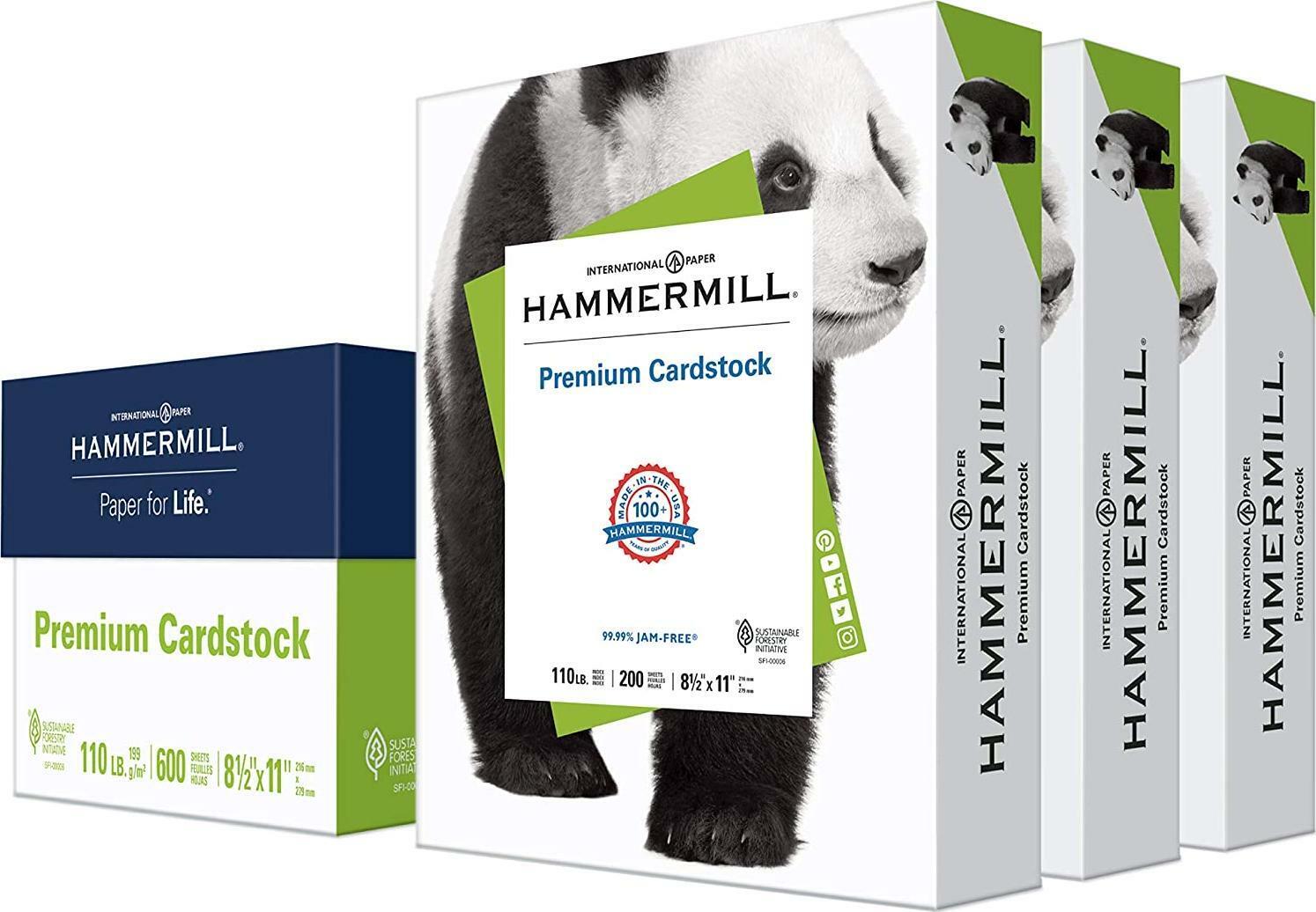 Hammermill White Cardstock, 110 Lb, 8.5 X 11 Colored Cardstock, 3 Pack (600 -