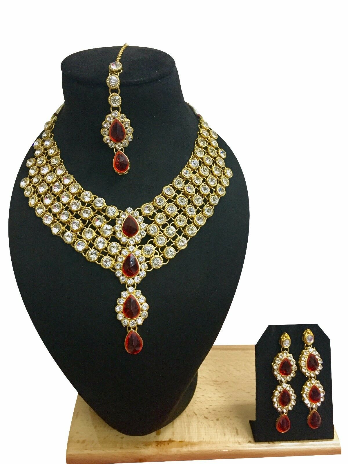 Indian Ethnic Style Bollywood Gold Plated Wedding Fashion Jewelry Necklace Set