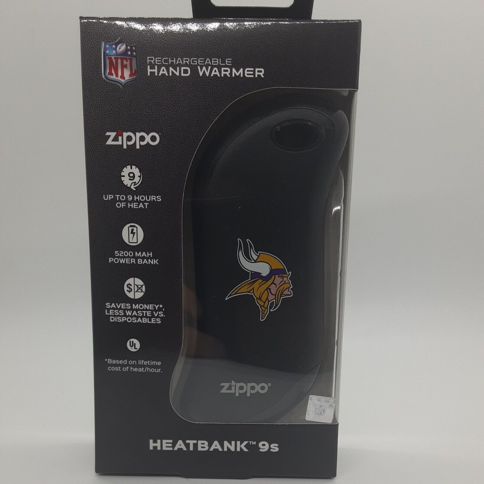 Zippo Nfl Football Minnesota Vikings Hour Black 9s Rechargeable Hand Warmer