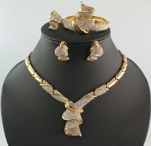 Fashion Women 18k Gold Plated Africa Dubai Wedding Party Necklace Jewelry Set