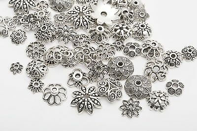 45g (about 150pcs) Mixed Tibet Silver Beads Caps Spacer For Jewelry Making New